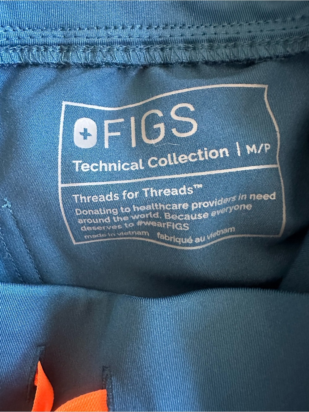 Figs Teal Jogger Pants with Orange Drawstring - Picture 10 of 11